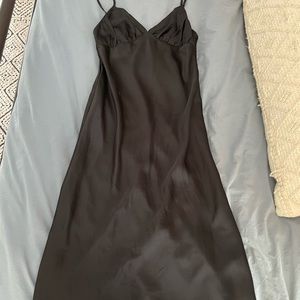 Black midi silk dress